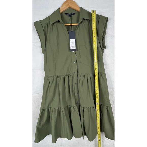 NWT Veronica Beard Trisha Tiered Shirt Green Dress with liner Button Down Size S - Picture 10 of 14